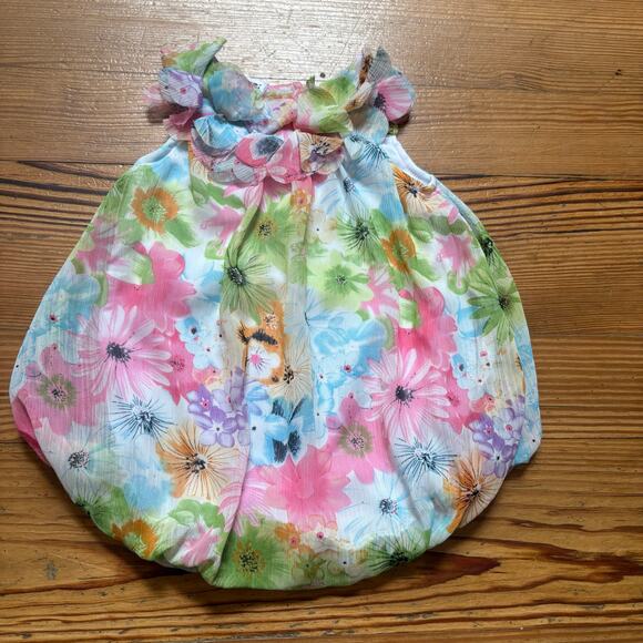 Blueberi Boulevard pastel floral sheer overlay bubble one piece SIZE 18M - Picture 1 of 5